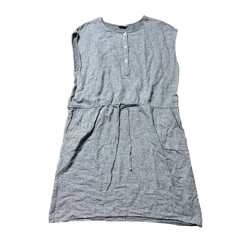 Hartford Women's Sz L Cotton Striped Sleeveless Dress Drawstring Waist